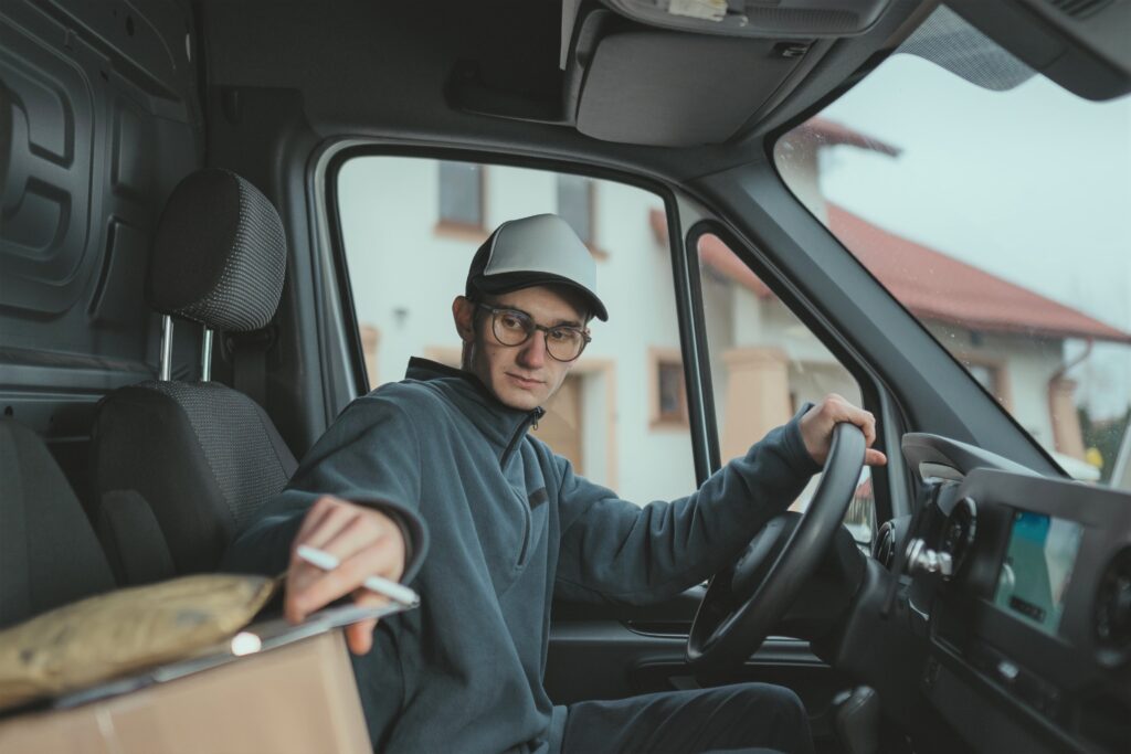 arbeidsleie og innleie - bud som kjører en bil