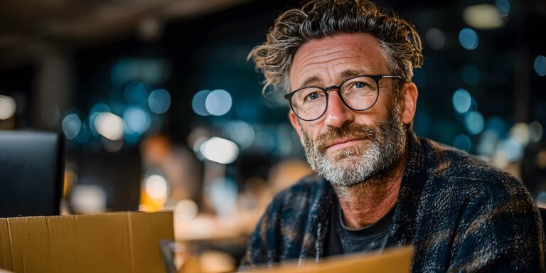 driftsinnskrenking - mann ser mot kamera