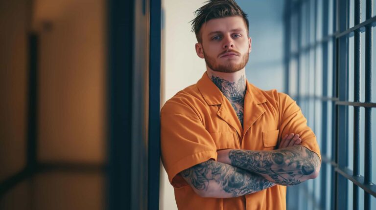 straffbare forhold - mann med tatoveringer i fengsel