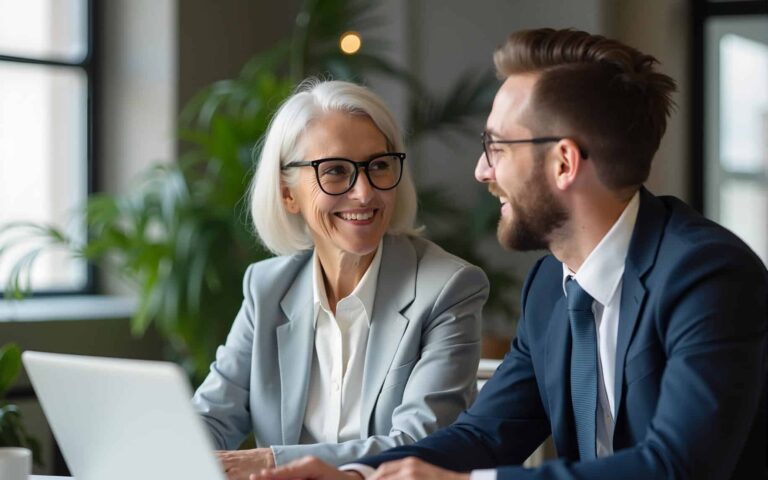 gjennomføring av generasjonsskifte - mor og sønn sitter sammen