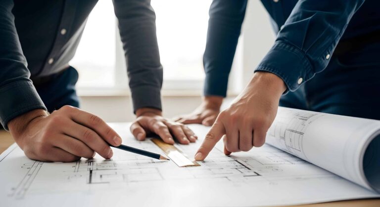 seksjonering - to personer som planlegger på et ark