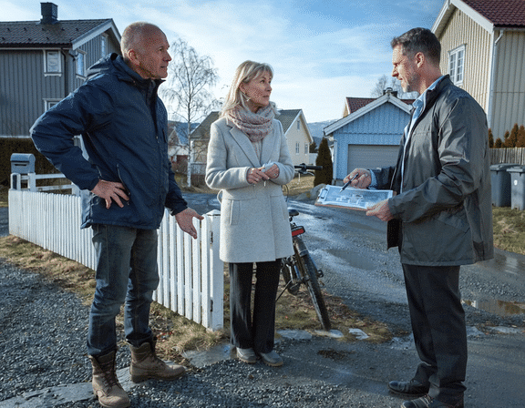 rettigheter og bruksforhold - advokat snakker med et par