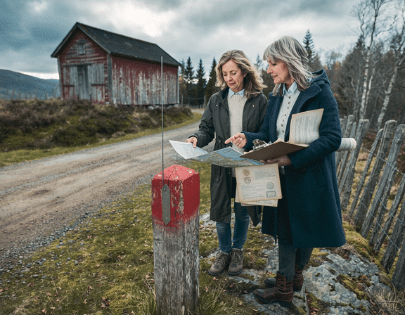 rettigheter over fast eiendom - to kvinner ser på tomtegrenser