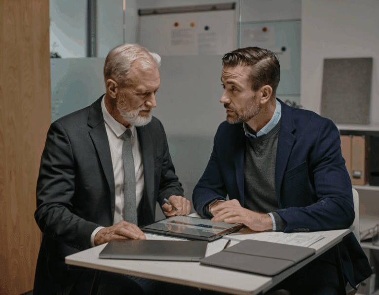 forretningshemmeligheter - to personer diskuterer