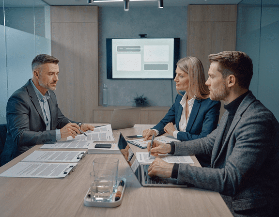kommersielle avtaler - 3 personer rundt et møtebord