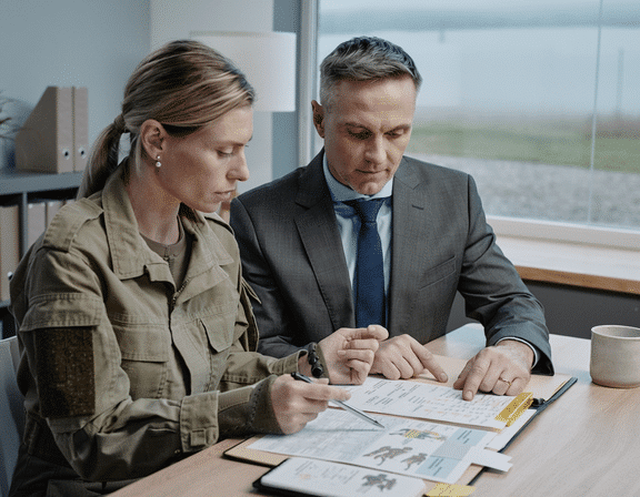 forsvarssaker - soldat og advokat diskuterer